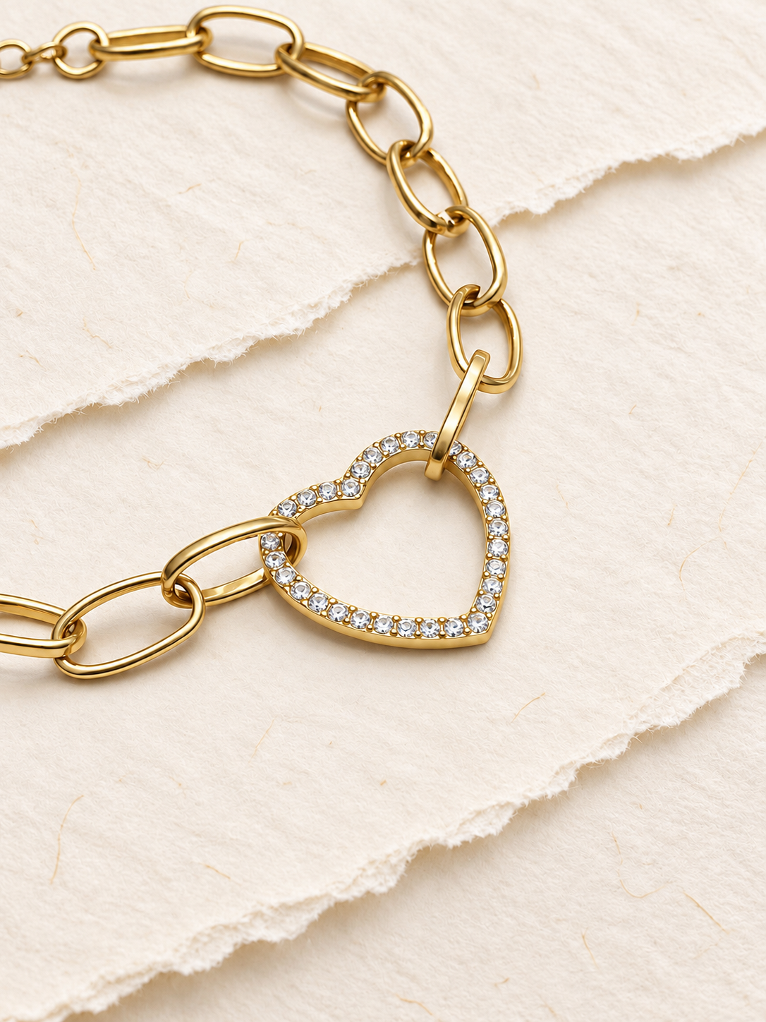 Stainless Steel Rhinestone Heart Bracelet