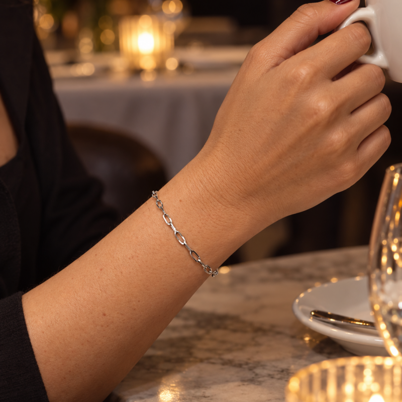 Stainless Steel Silver Colour Chain Bracelet
