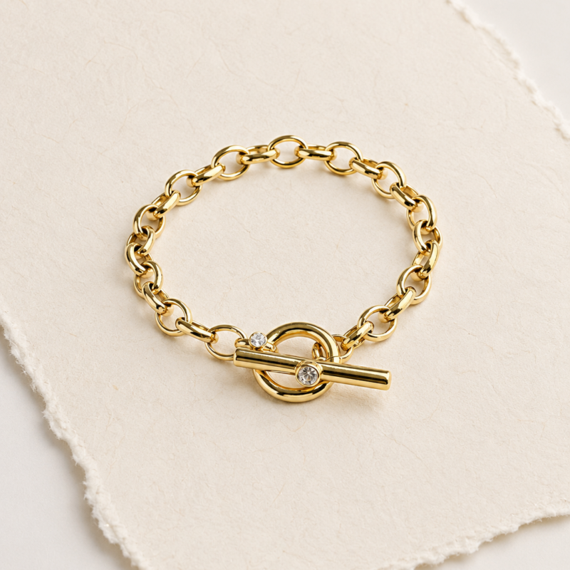 18K Gold Plated Stainless Steel Zircon Bracelet