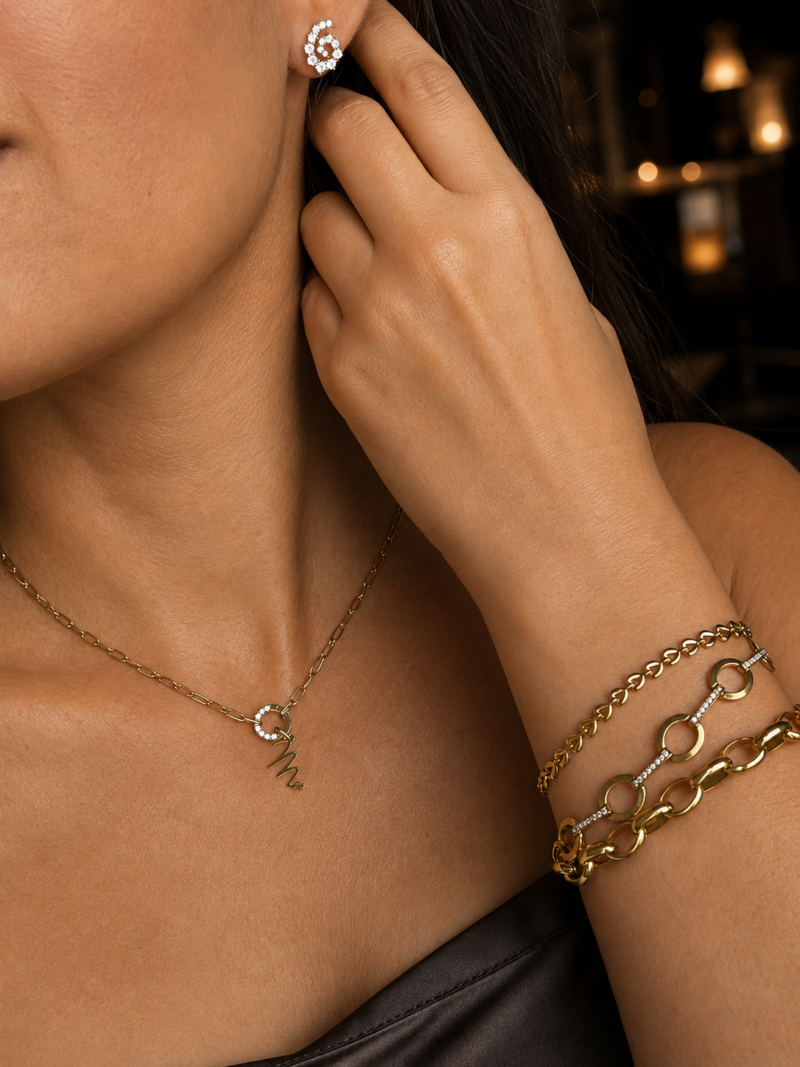 18K Gold Plated Stainless Steel Heart Link Bracelet