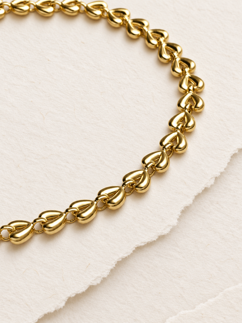 18K Gold Plated Stainless Steel Heart Link Bracelet
