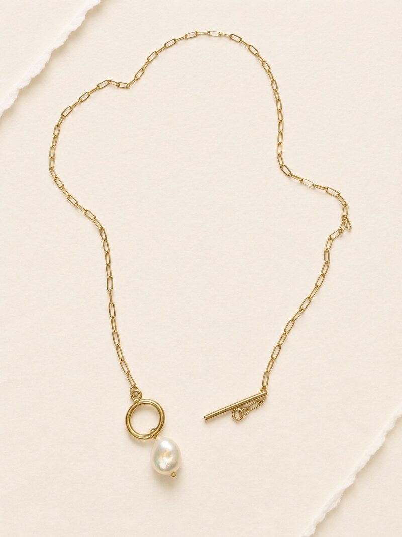 Stainless Steel Gold Colour Pearl Pendant Necklace