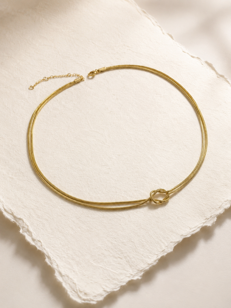 14K Gold Plated 316L Stainless Steel Snake Knotted Necklace