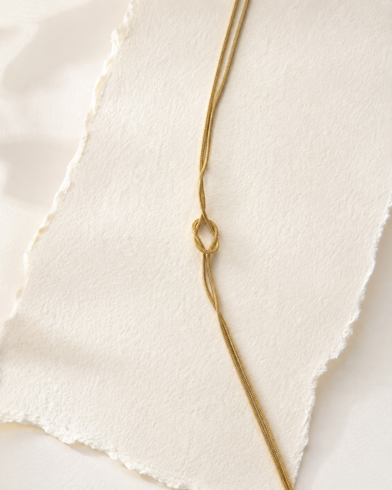 14K Gold Plated 316L Stainless Steel Snake Knotted Necklace