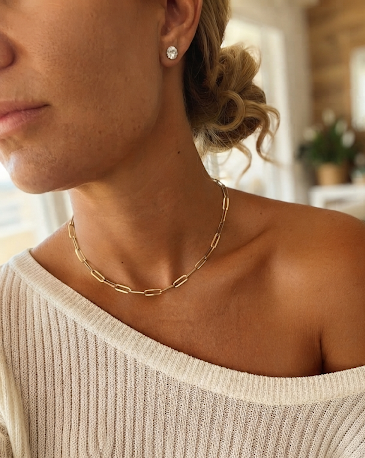 N00009 3 14K Gold Plated Chain Choker Necklace