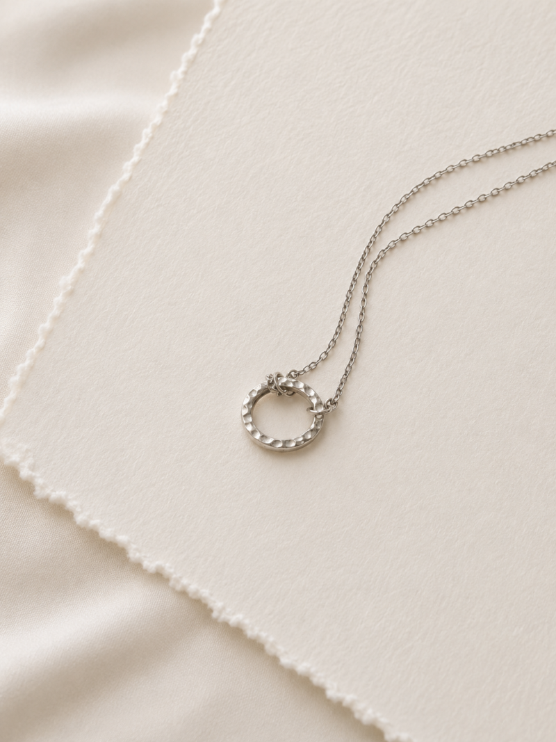 316L Stainless Steel Silver Colour Hammered Necklace