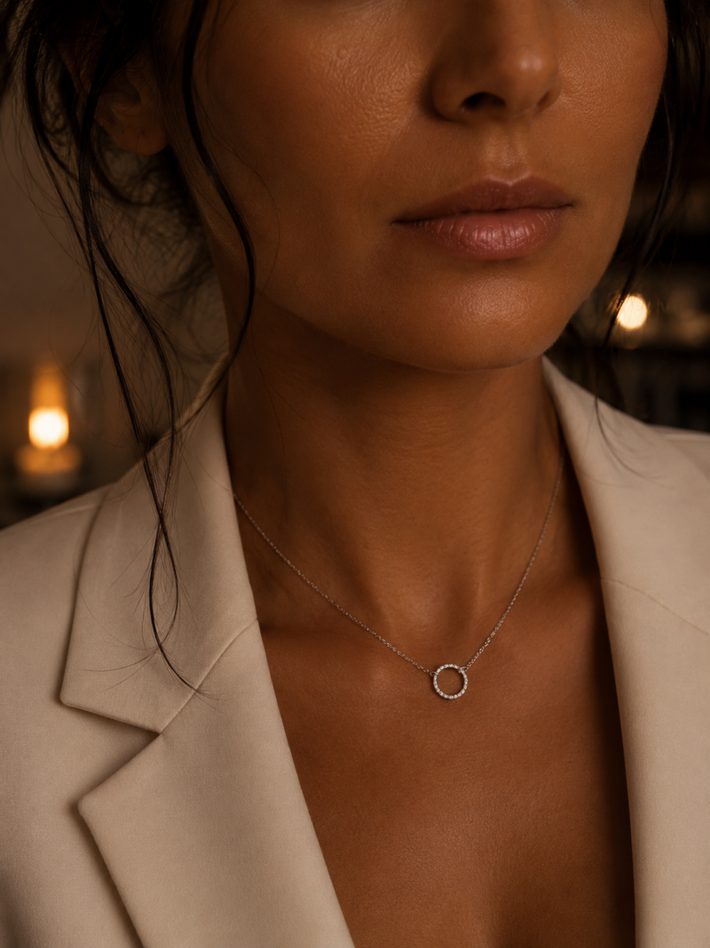 316L Stainless Steel Silver Colour Hammered Necklace