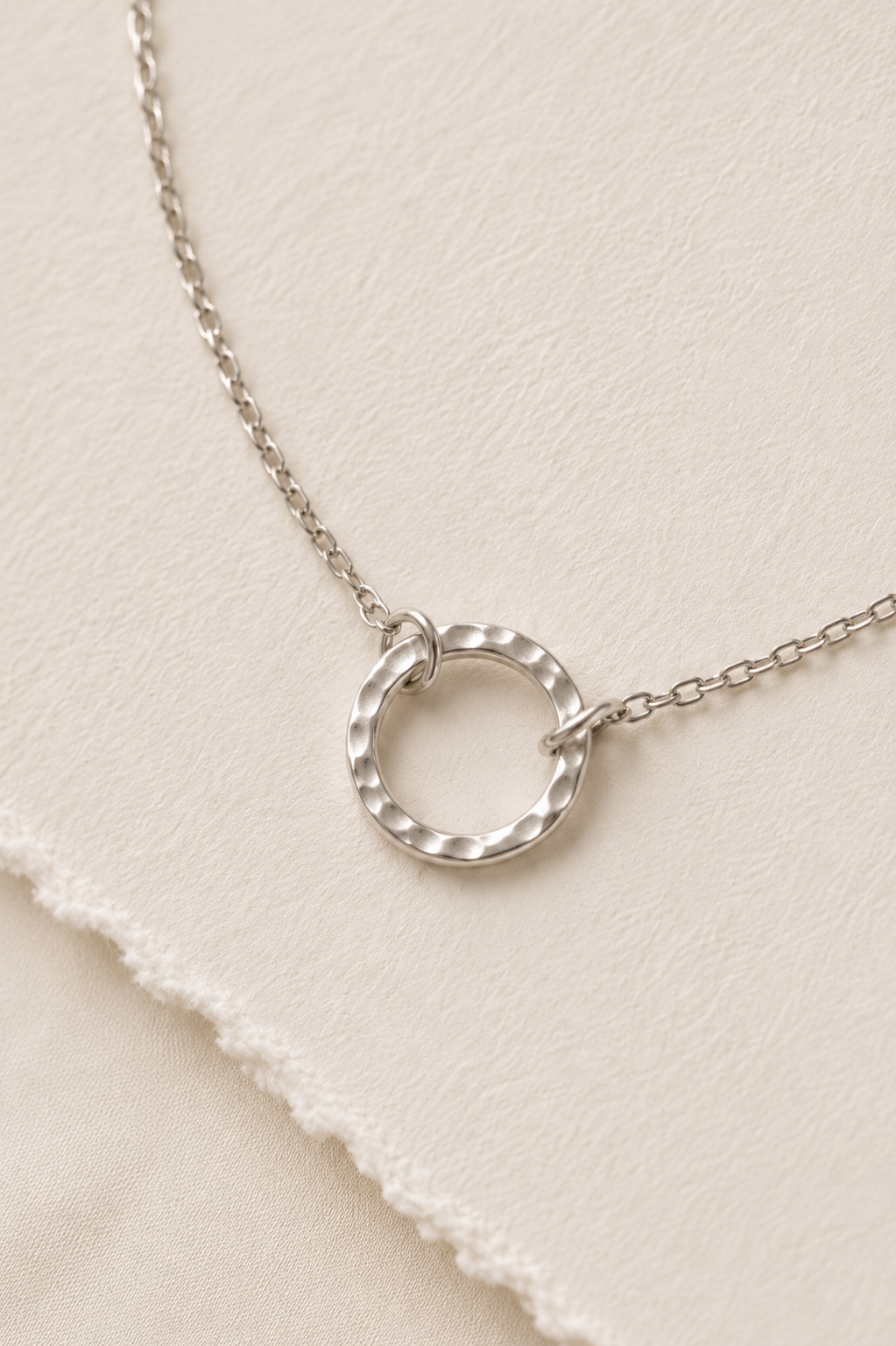 316L Stainless Steel Silver Colour Hammered Necklace