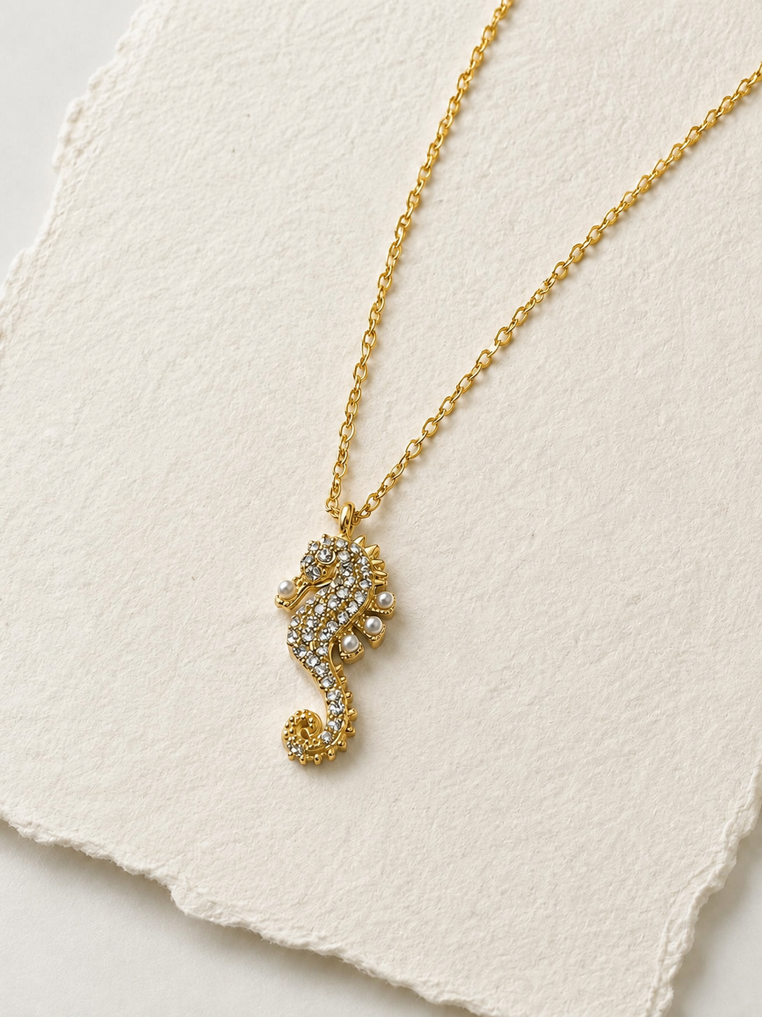 18K Gold Plated Stainless Steel Seahorse Pendant Necklace
