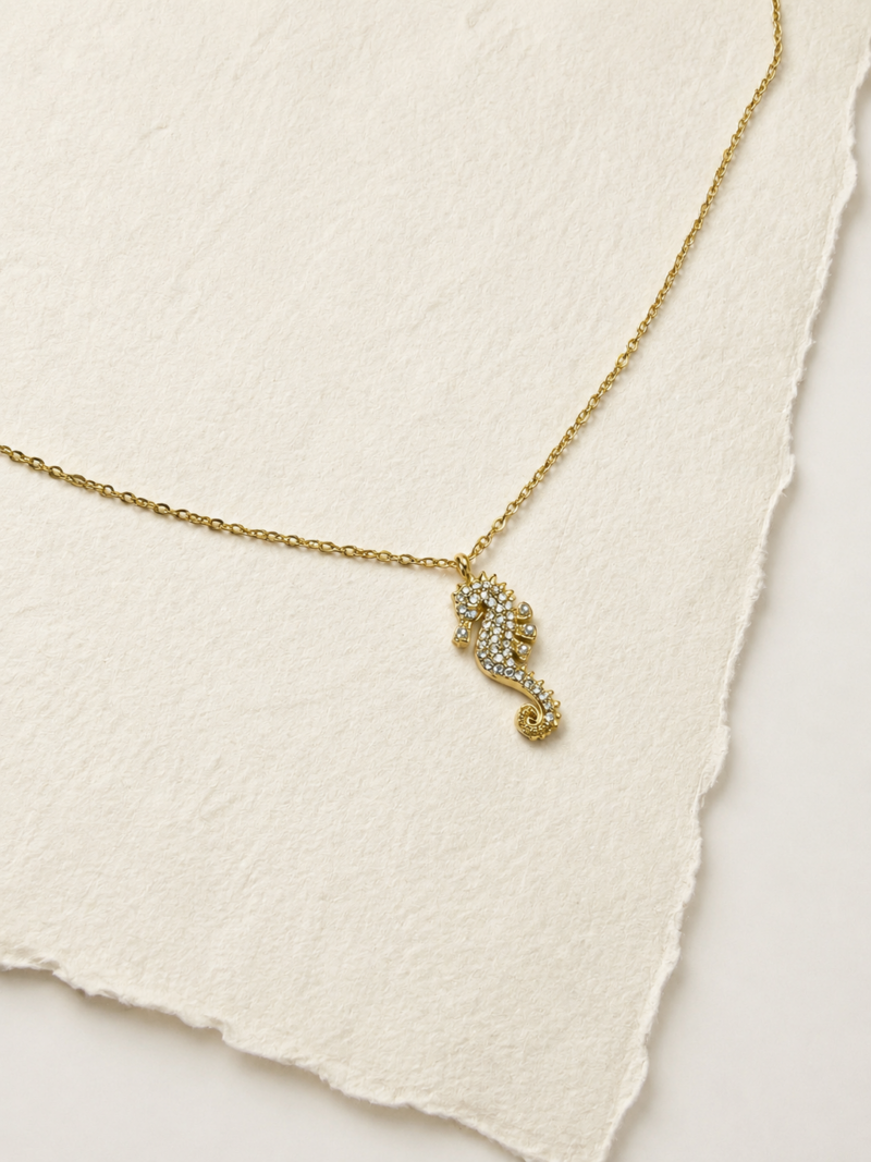 18K Gold Plated Stainless Steel Seahorse Pendant Necklace
