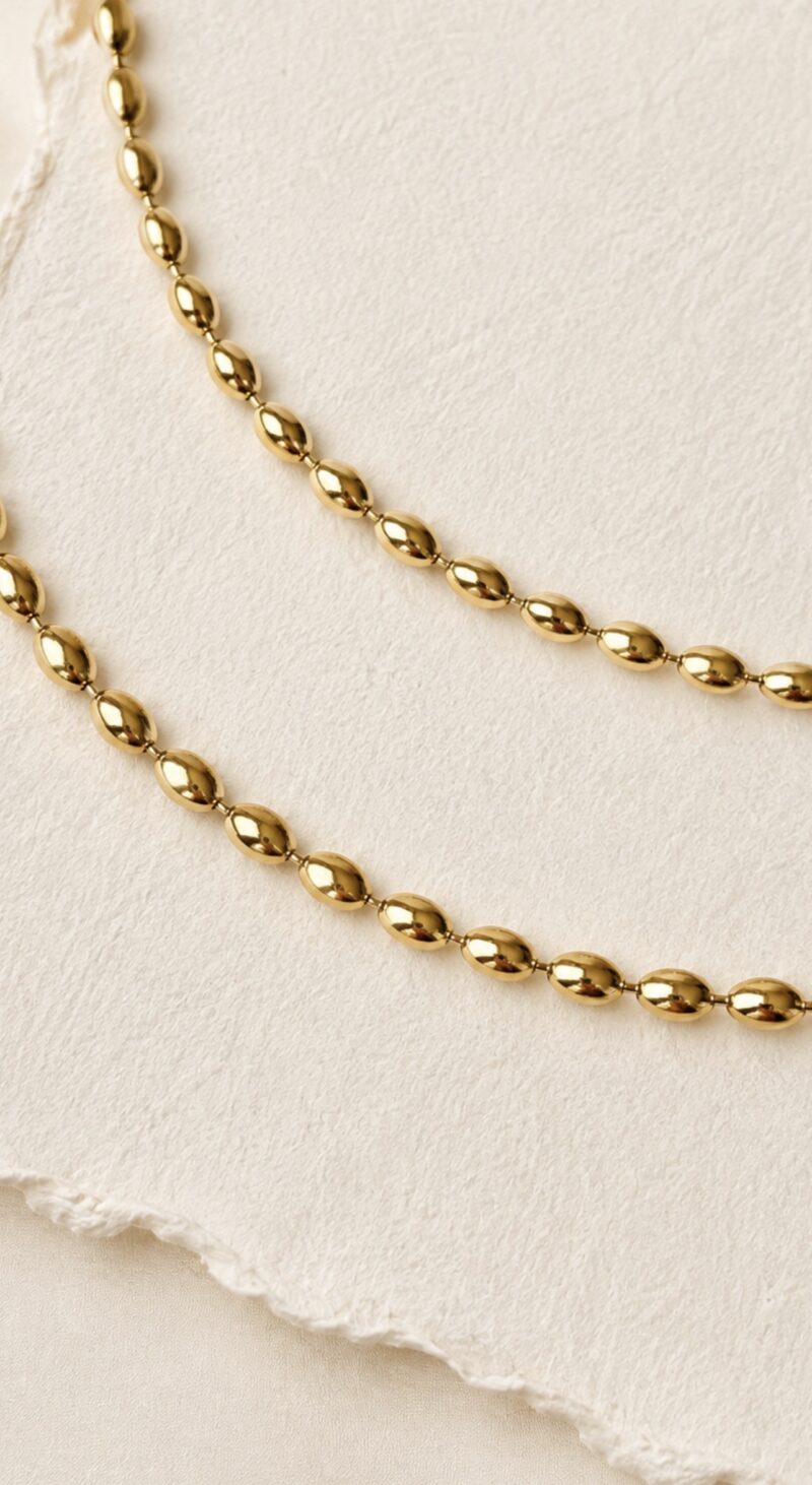 18K Gold Plated Stainless Steel Double Layer Necklace