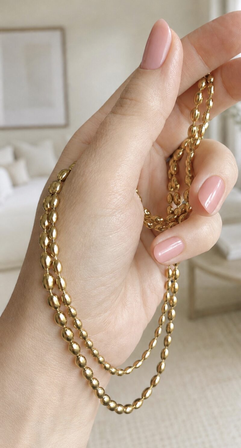 18K Gold Plated Stainless Steel Double Layer Necklace