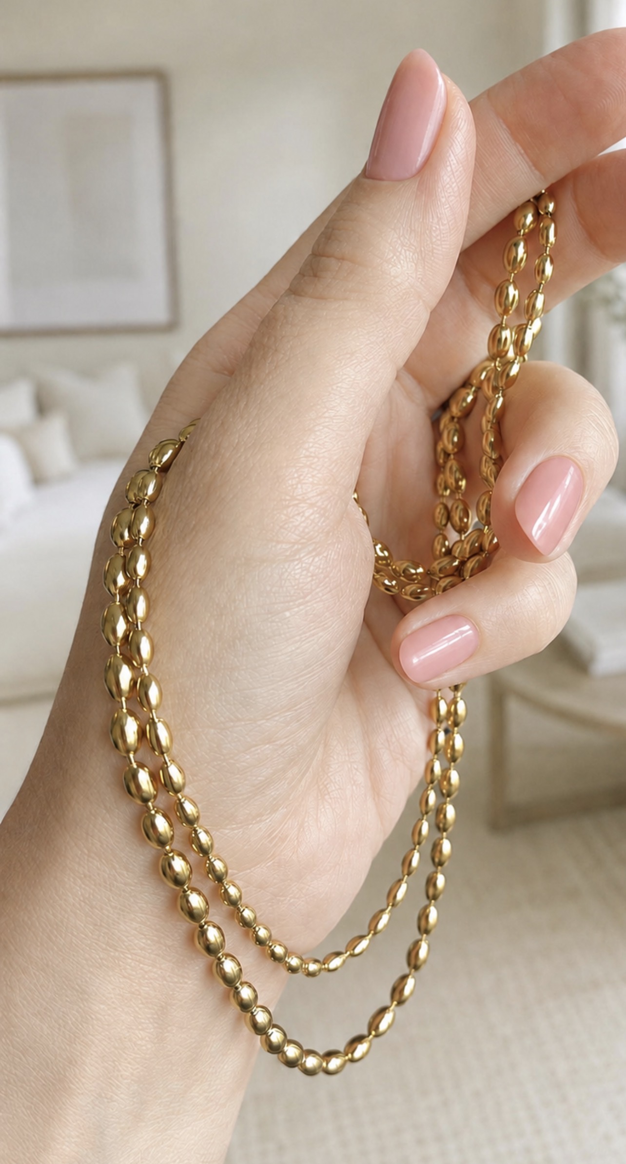 18K Gold Plated Stainless Steel Double Layer Necklace