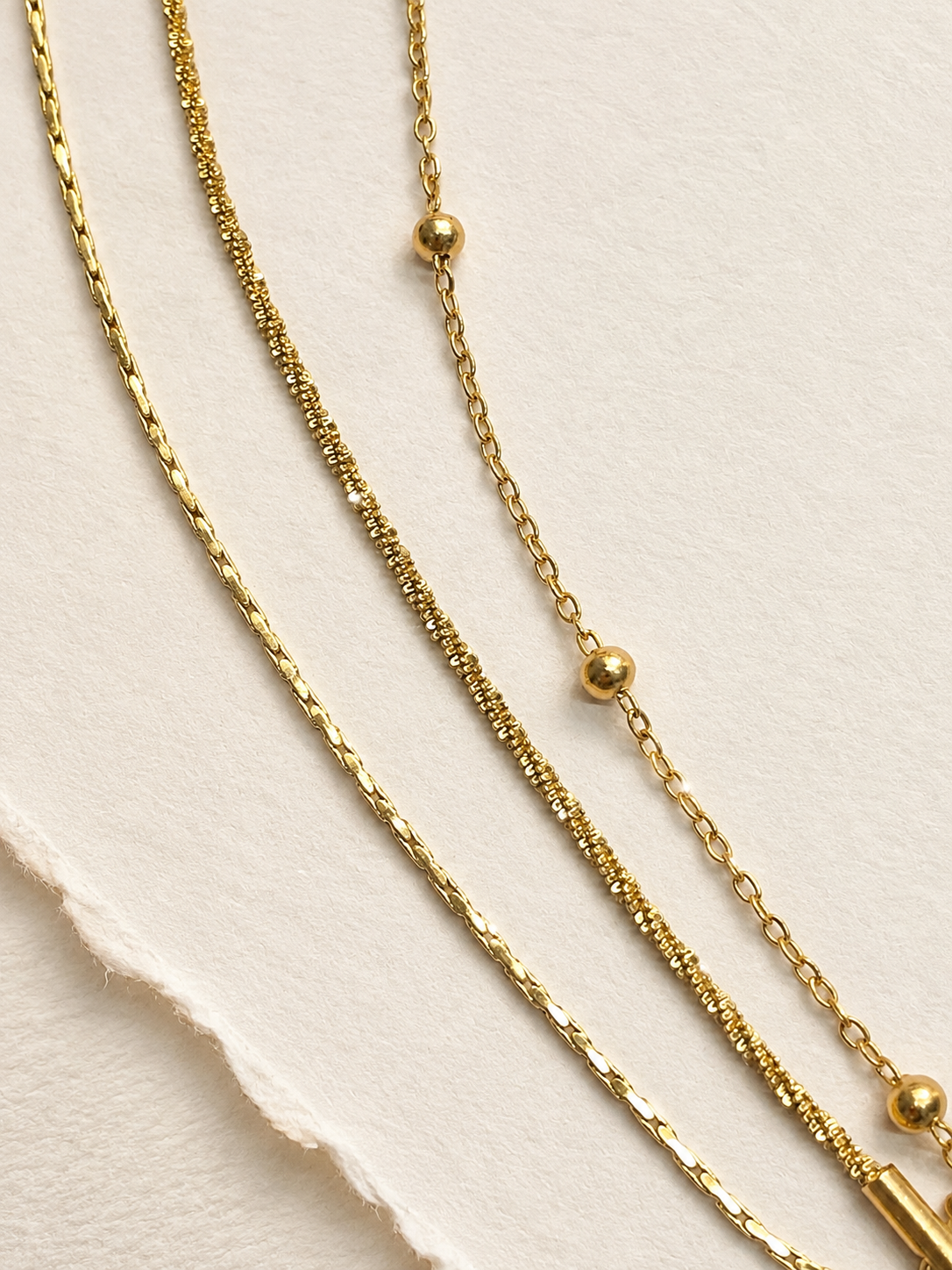 18K Gold Plated Stainless Steel Triple Layer Choker Necklace