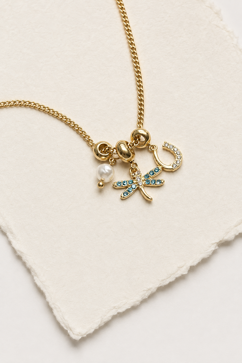 18K Gold Plated Stainless Steel Zircon Dragonfly Necklace