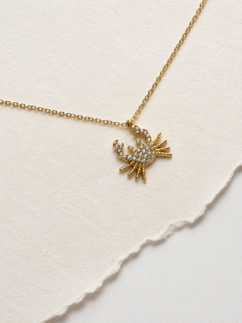 18k Gold Plated Stainless Steel Zircon Crab Pendant Necklace