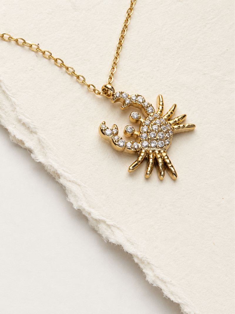 18k Gold Plated Stainless Steel Zircon Crab Pendant Necklace