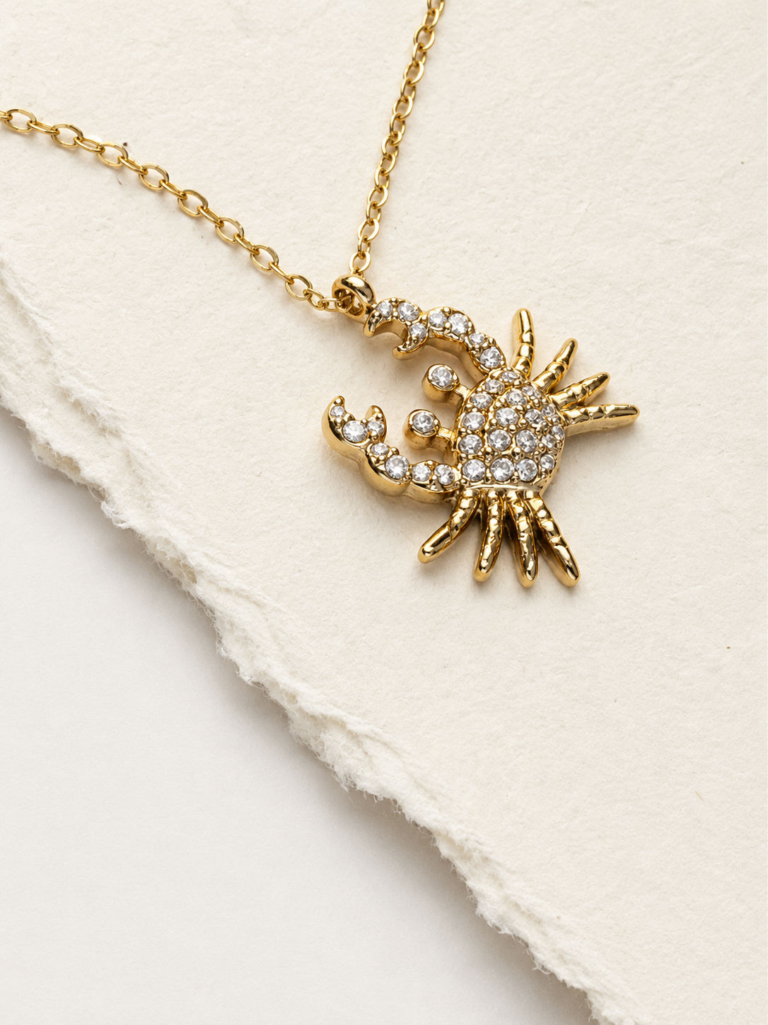 18k Gold Plated Stainless Steel Zircon Crab Pendant Necklace