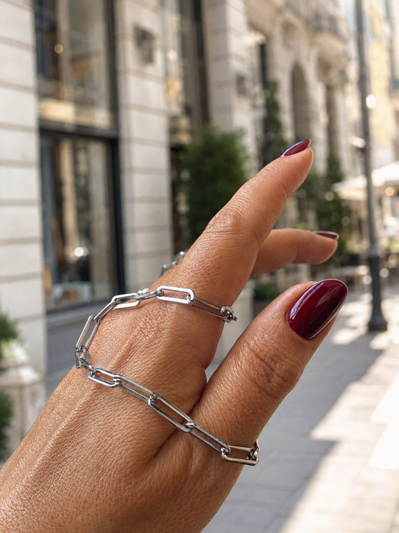 Stainless Steel Silver Colour Chain Choker Necklace