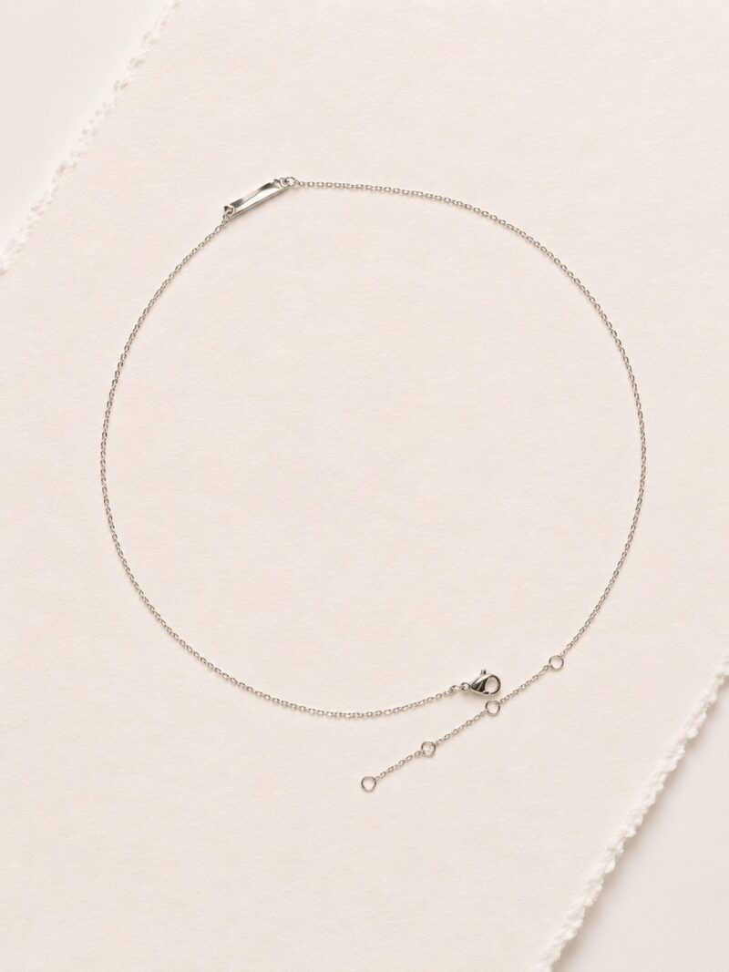 Stainless Steel Minimalist Chain Vertical Pendant Silver colour Necklace