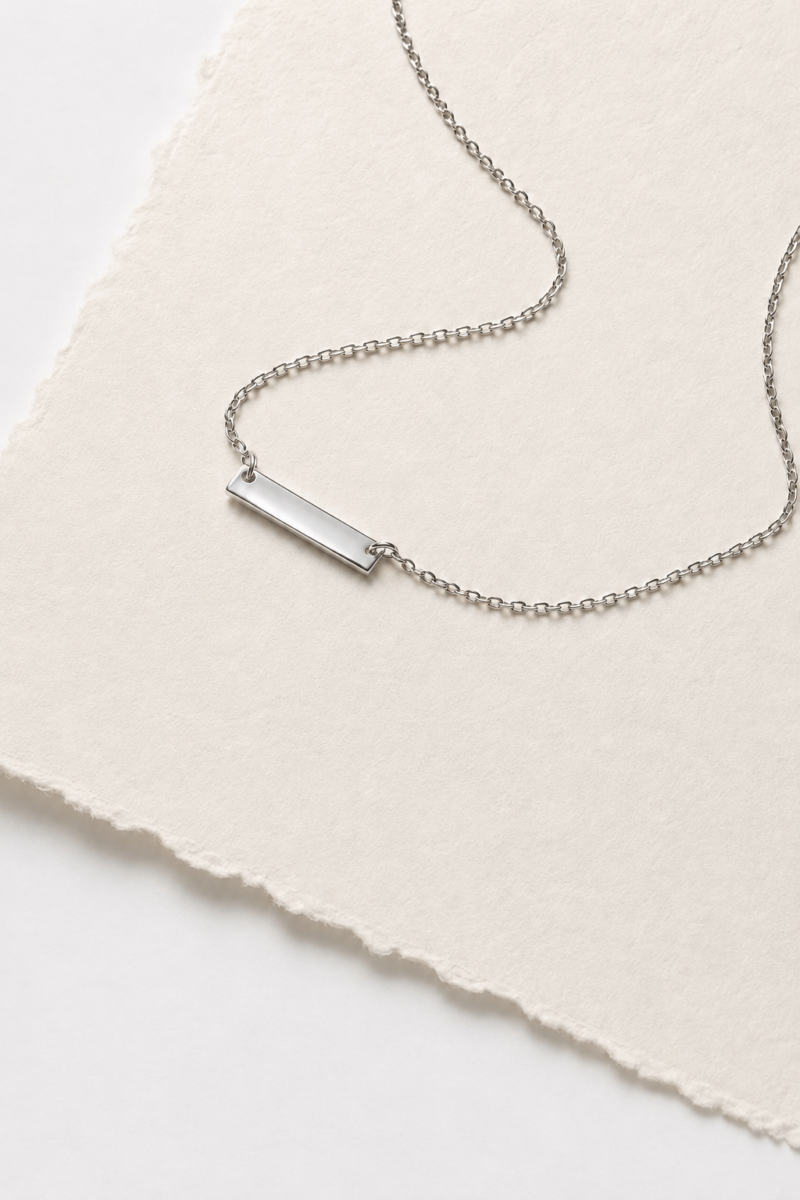 Stainless Steel Minimalist Chain Vertical Pendant Silver colour Necklace