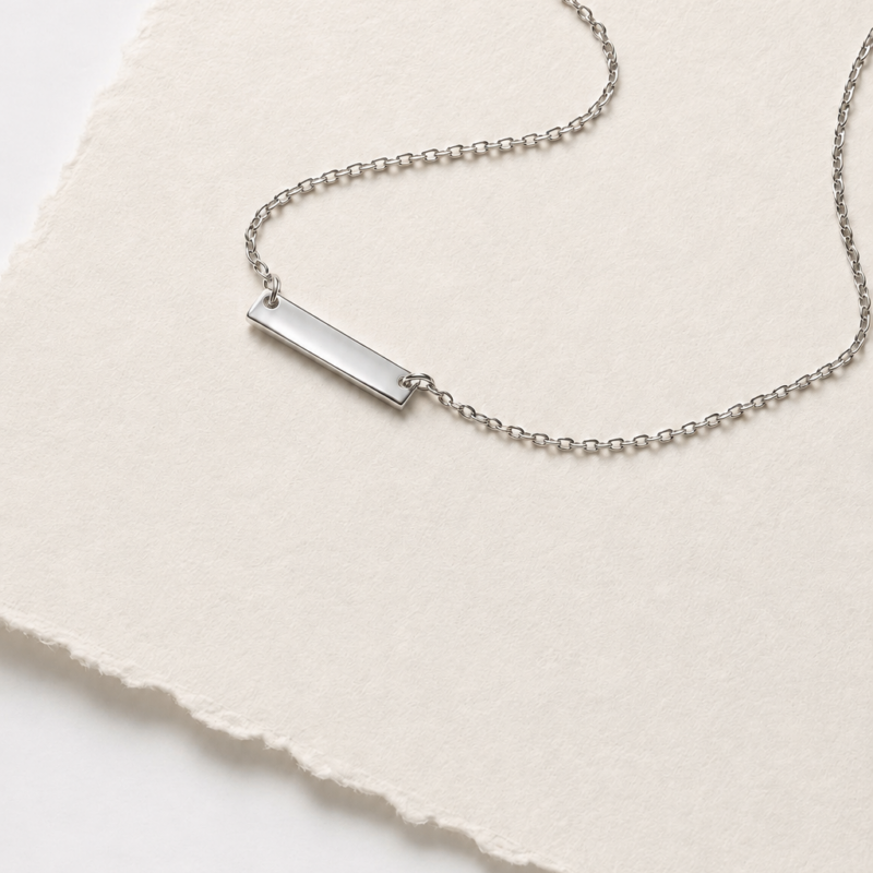 N00036 Stainless Steel Minimalist Chain Vertical Pendant Silver colour Necklace