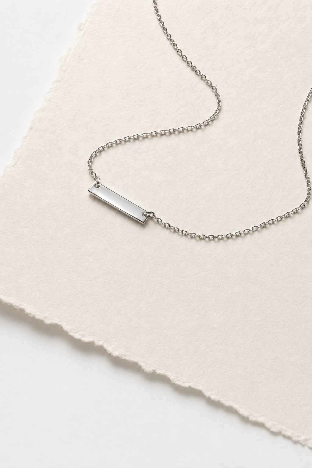 Stainless Steel Minimalist Chain Vertical Pendant Silver colour Necklace