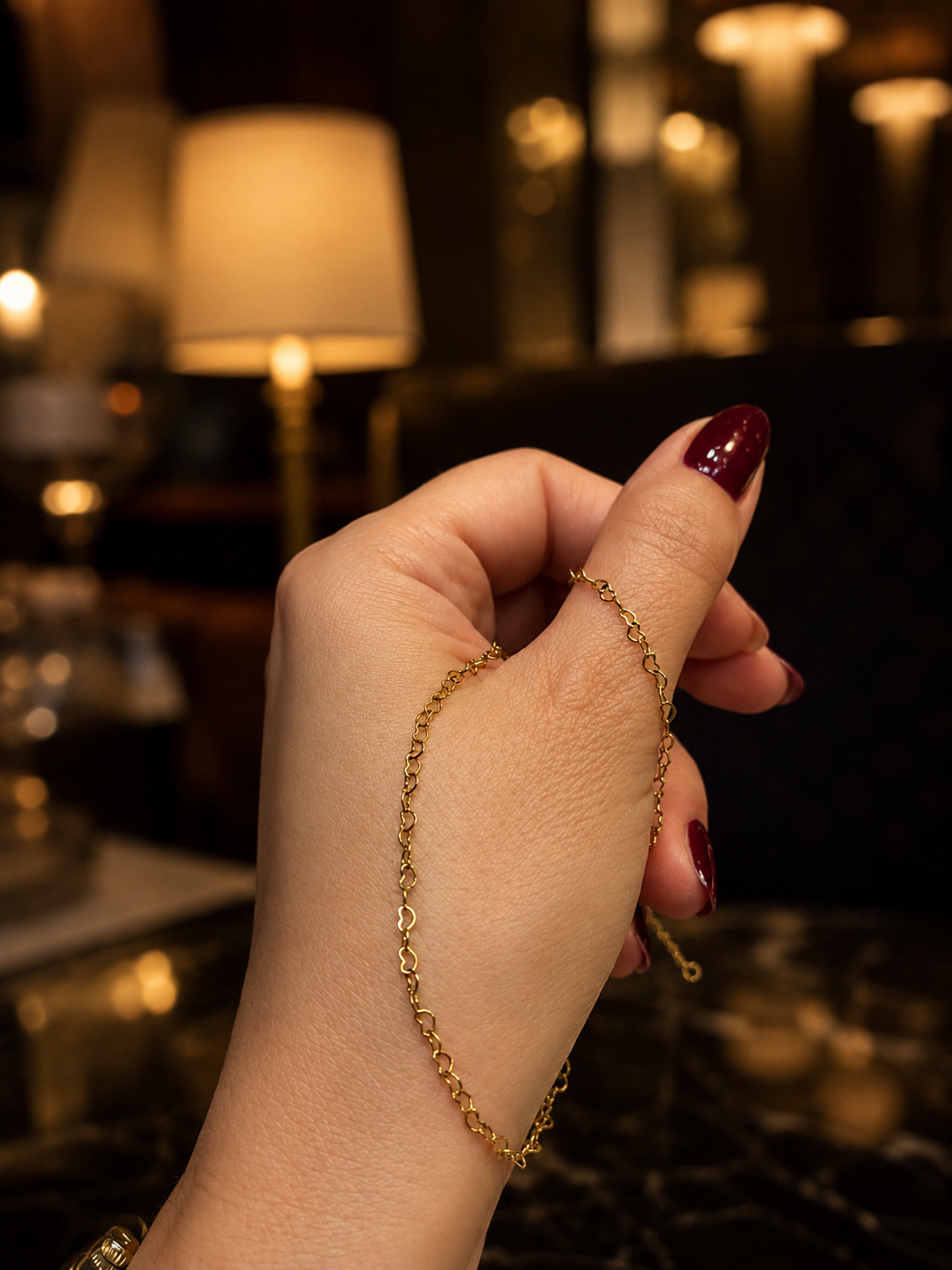 14K Gold Plated Stainless Steel Heart Link Chain Necklace