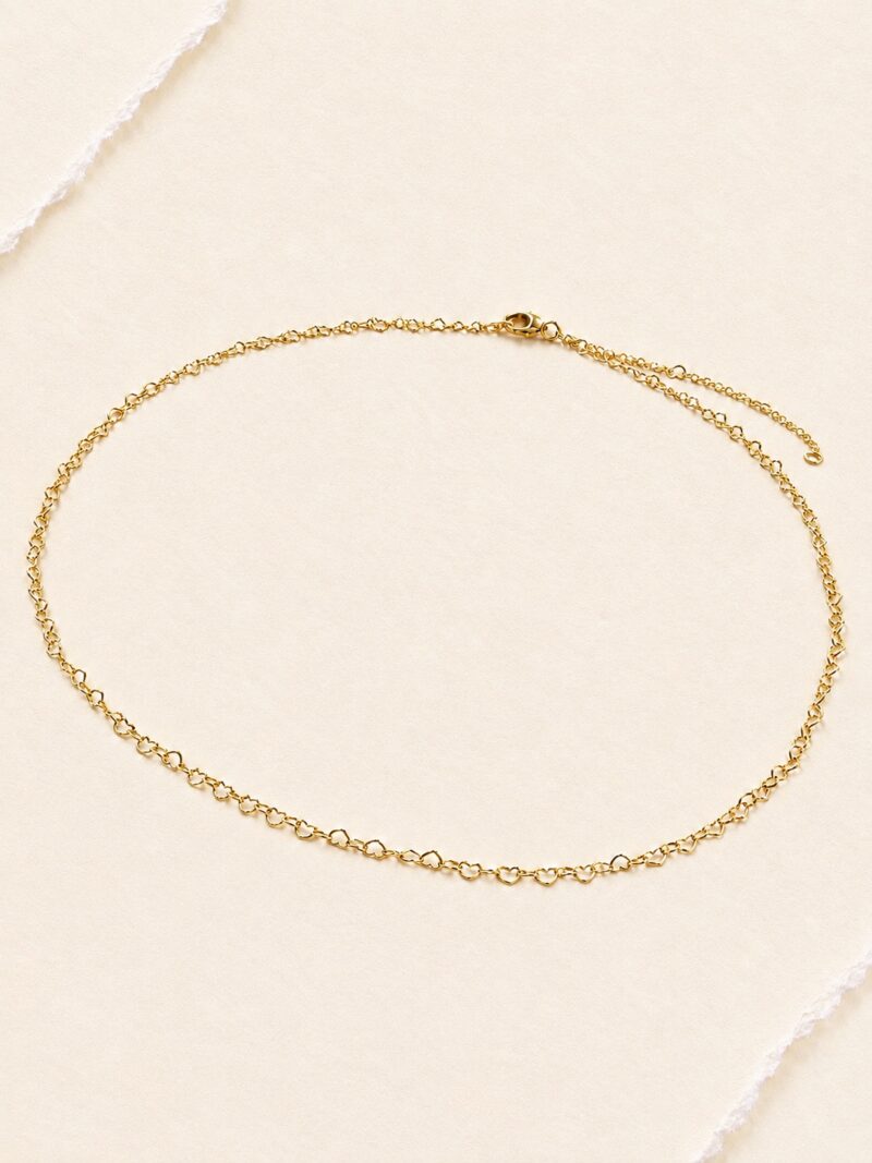 14K Gold Plated Stainless Steel Heart Link Chain Necklace