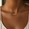 Stainless Steel Silver Colour Minimalist Vertical Pendant Necklace