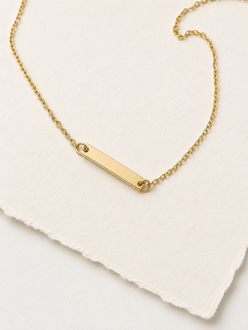 Stainless Steel Silver Colour Minimalist Vertical Pendant Necklace