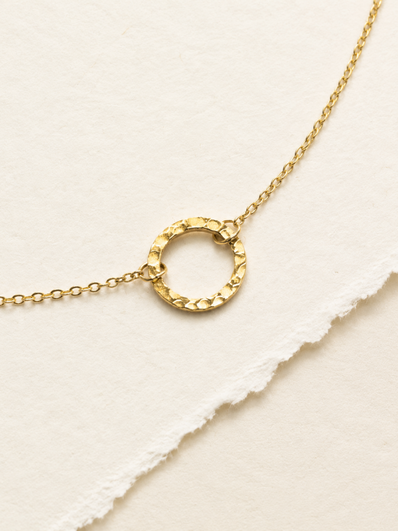 18K Gold Plated 316L Stainless Steel Hammered Necklace