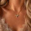 18K Gold Plated Stainless Steel Triple Pendant Necklace